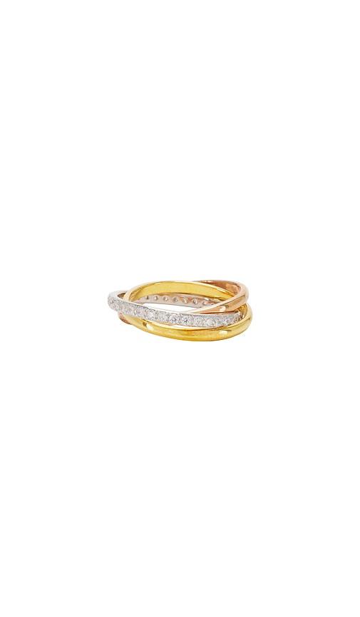 SHASHI Vera Pave Ring in Metallic Gold,Metallic Silver by SHASHI
