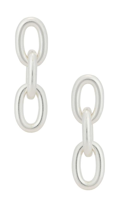SHASHI in Porter Earring in Metallic Silver,Metallic Gold by SHASHI