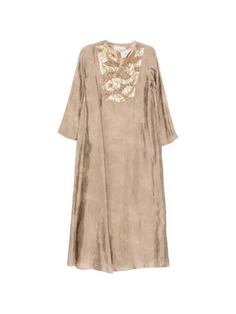 sequin split neck dress by SHATHA ESSA