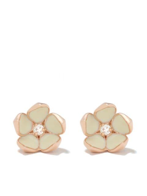 Cherry Blossom diamond flower stud earrings by SHAUN LEANE