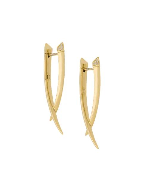 Sabre diamond crossover earrings by SHAUN LEANE