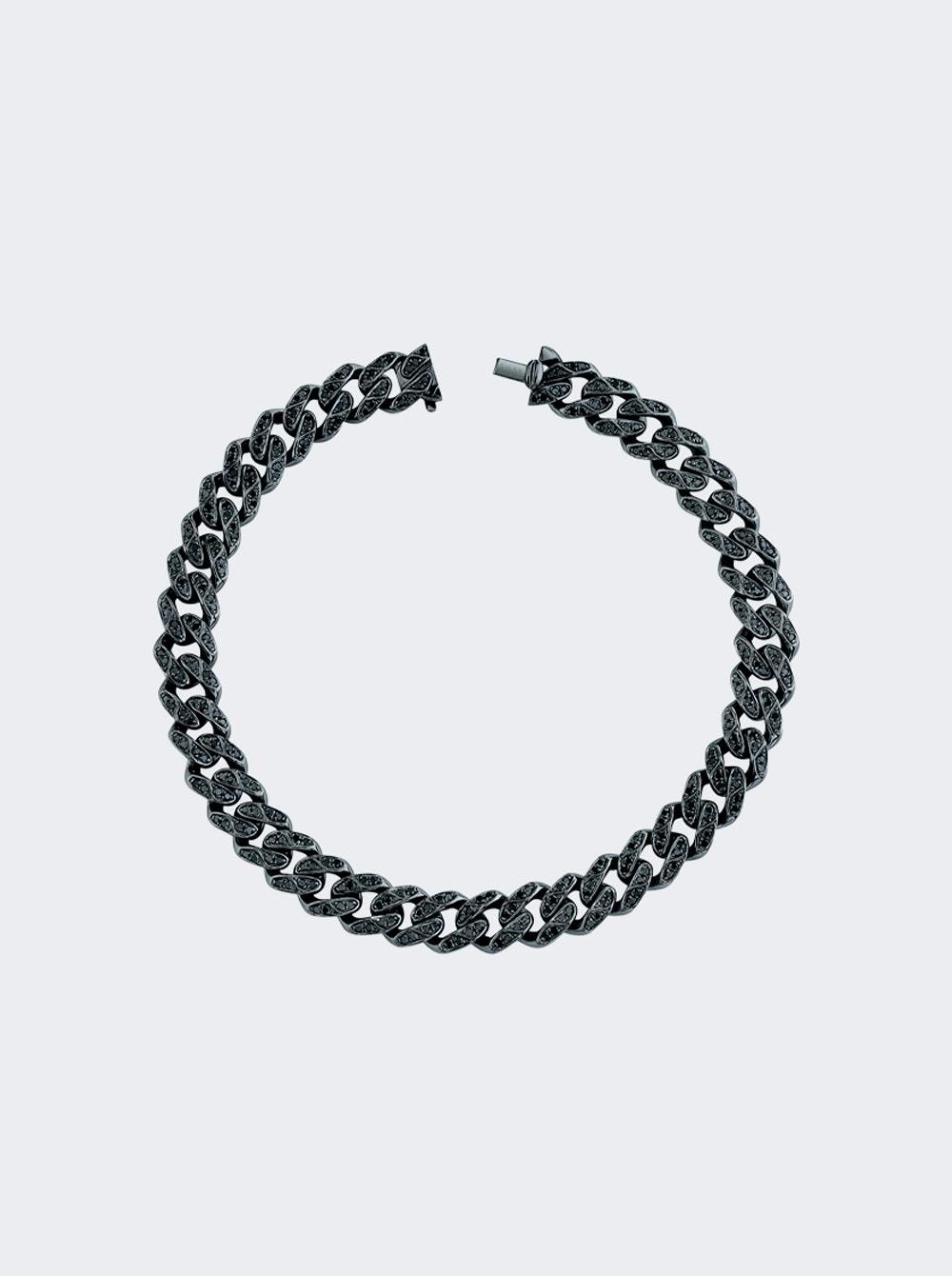 Black Diamond Flat Medium Link Chain Bracelet 18k Black Gold  | The Webster by SHAY