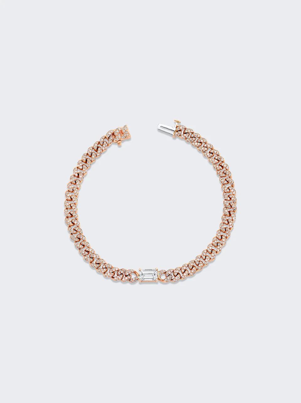 Diamond Emerald Cut Mini Link Bracelet ROSE GOLD by SHAY