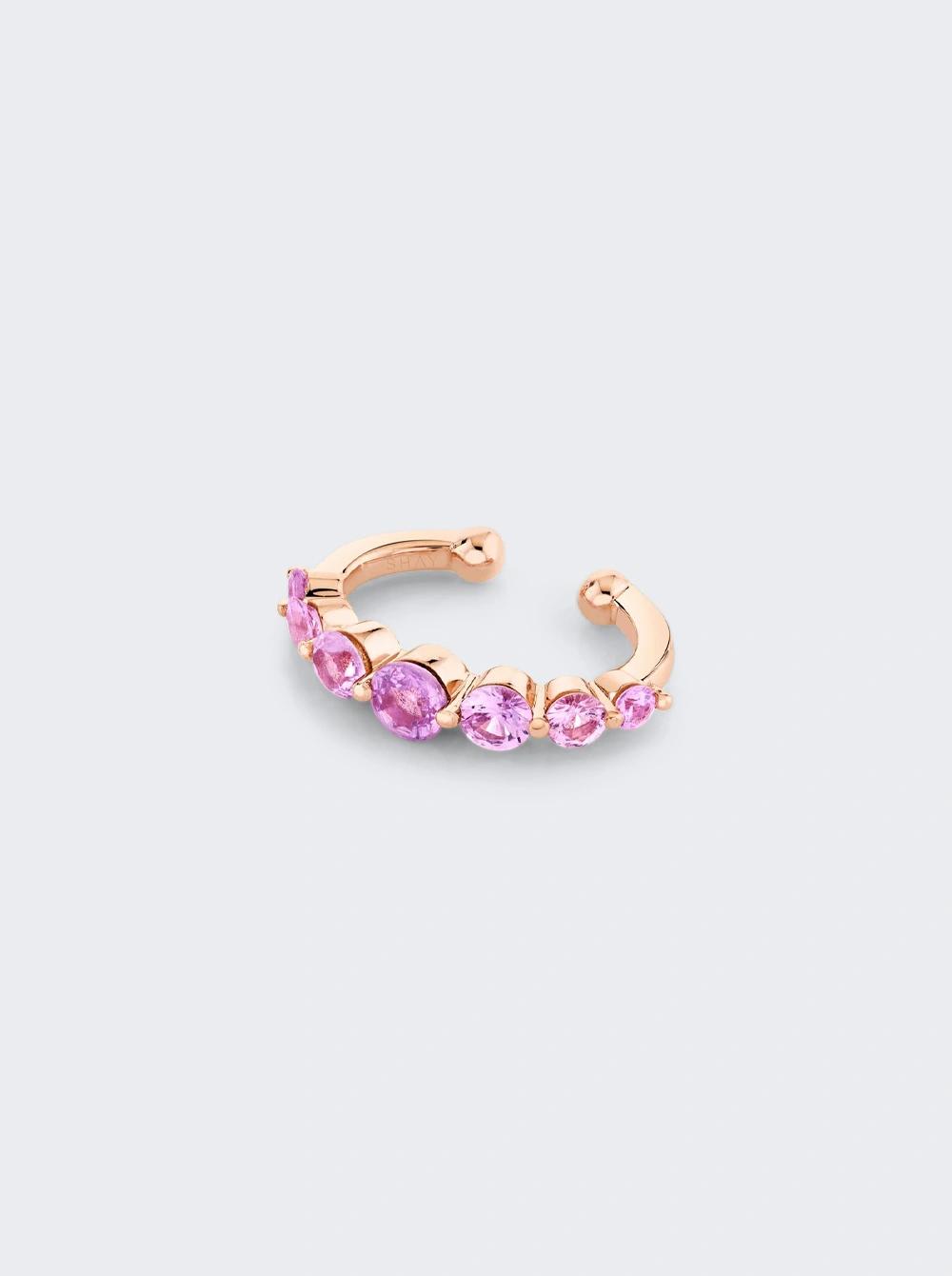 Gradual Round Pink Sapphire Ear Cuff 18k Rose Gold  | The Webster by SHAY