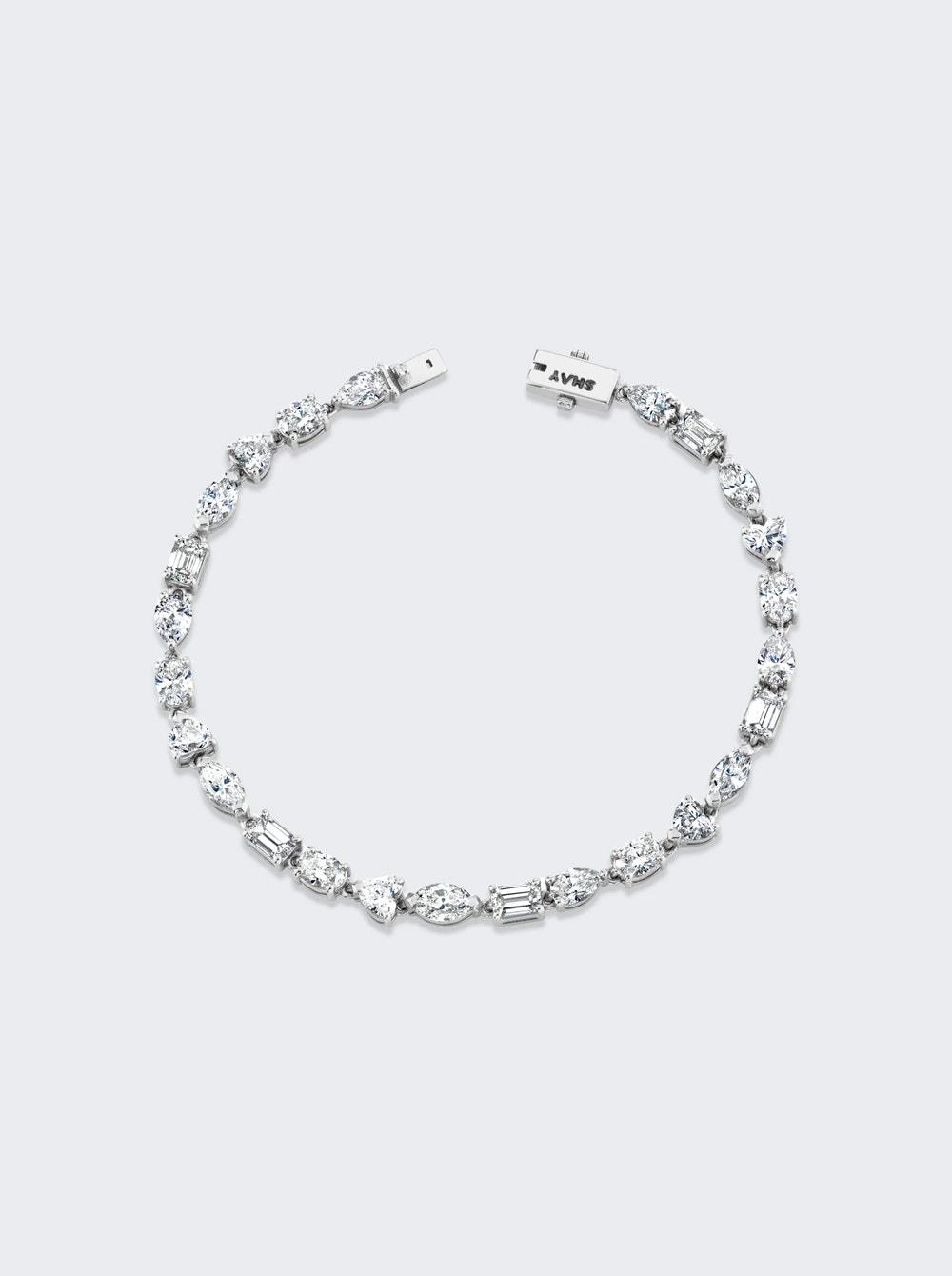 Mini Mixed Diamond Tennis Bracelet 18k White Gold by SHAY