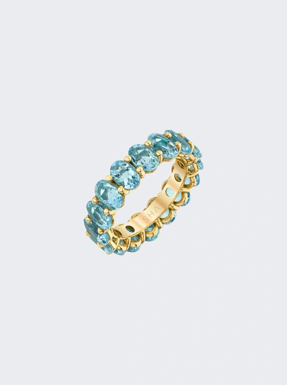 Oval Aquamarine Eternity Band 18k Yellow Gold  | The Webster by SHAY