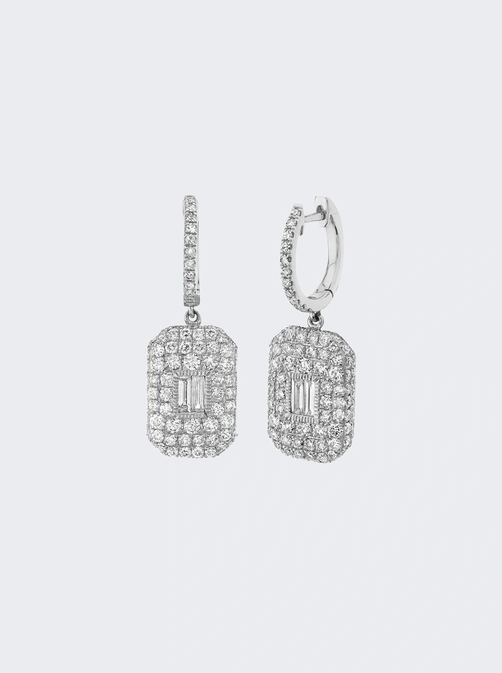 Pave And Baguette Diamond Drop Earrings 18k White Gold  | The Webster by SHAY