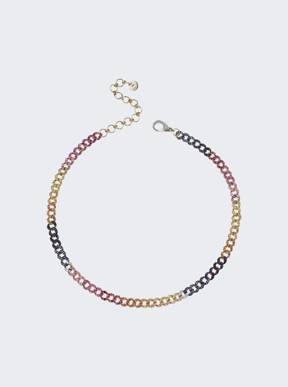 Rainbow Mini Pave Diamond Link Choker Necklace 18k Gold  | The Webster by SHAY