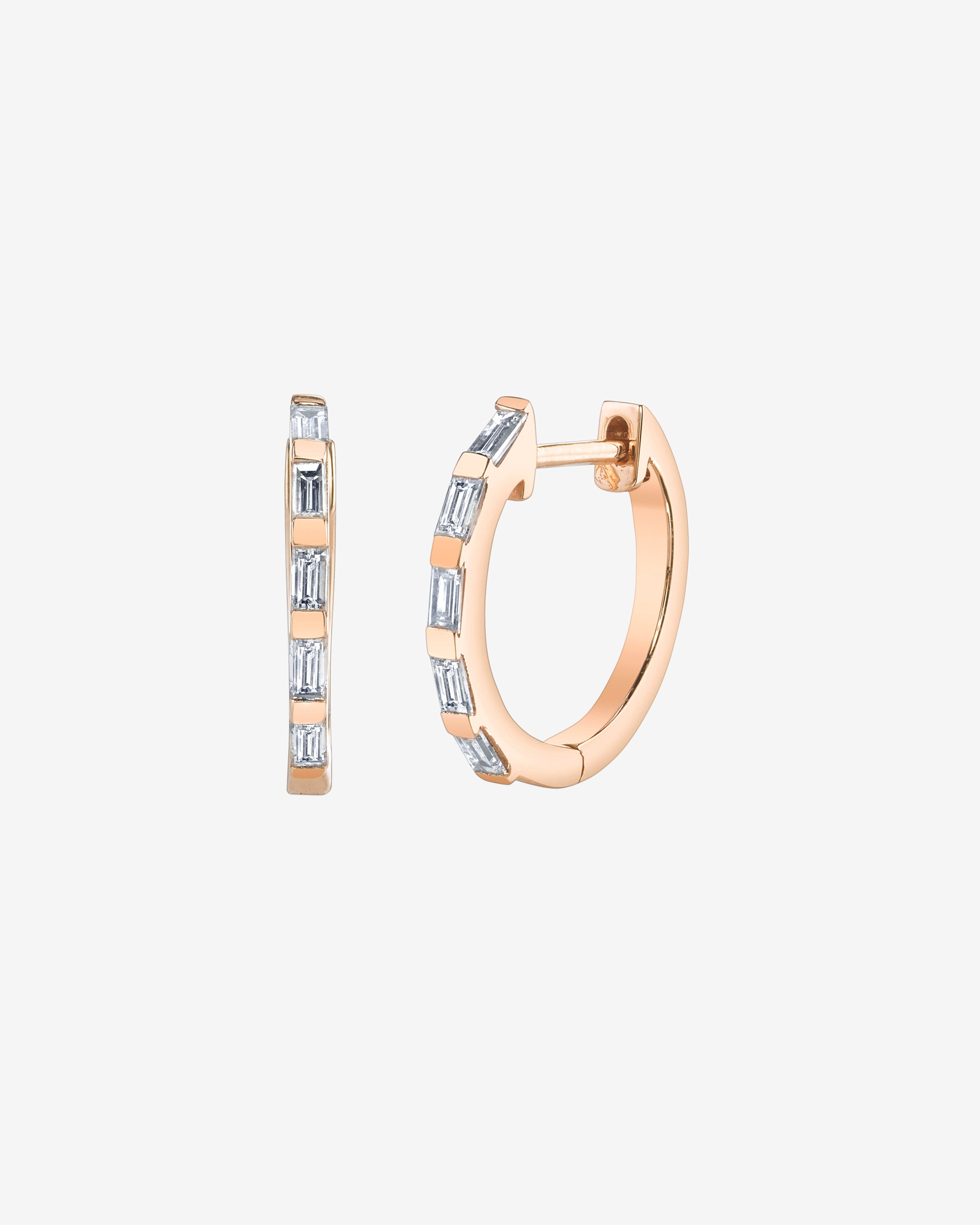 Shay - Women's Diamond Baguette Mini Huggies - (Rose Gold) by SHAY