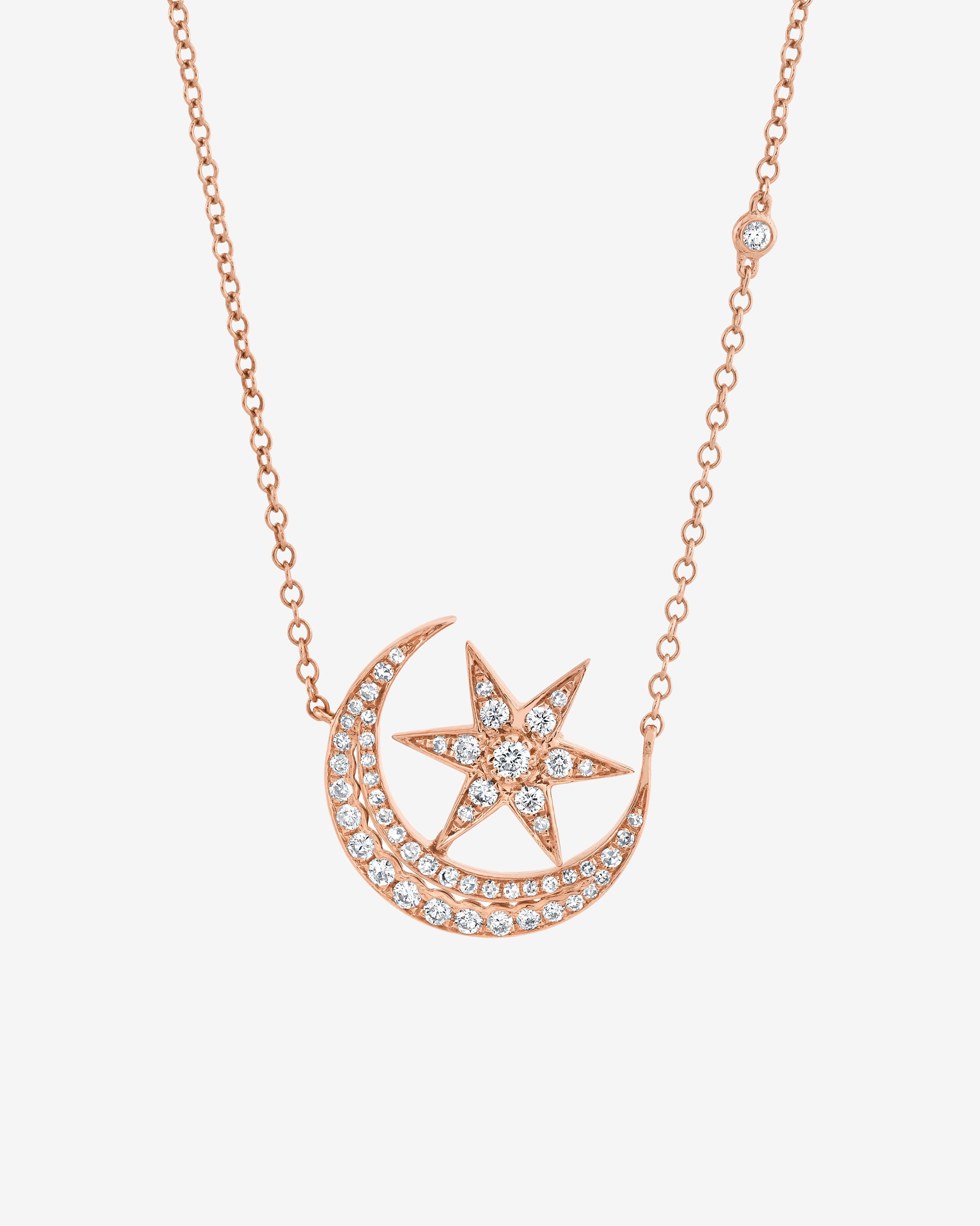 Shay - Women's Diamond Crescent Moonstar Necklace - (Rose Gold) by SHAY