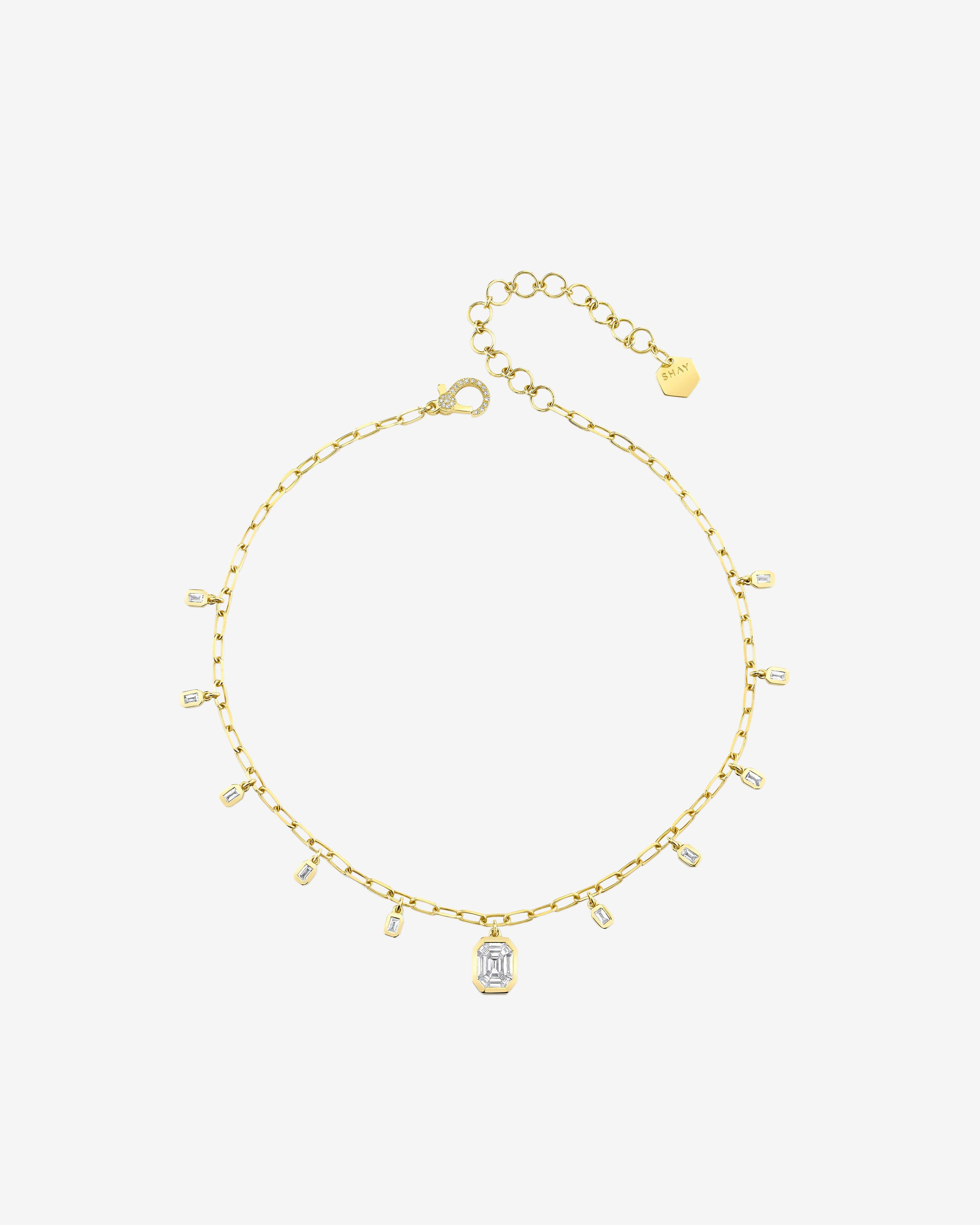 Shay - Women's Diamond Illusion Baguette Drop Choker - (Yellow Gold) by SHAY