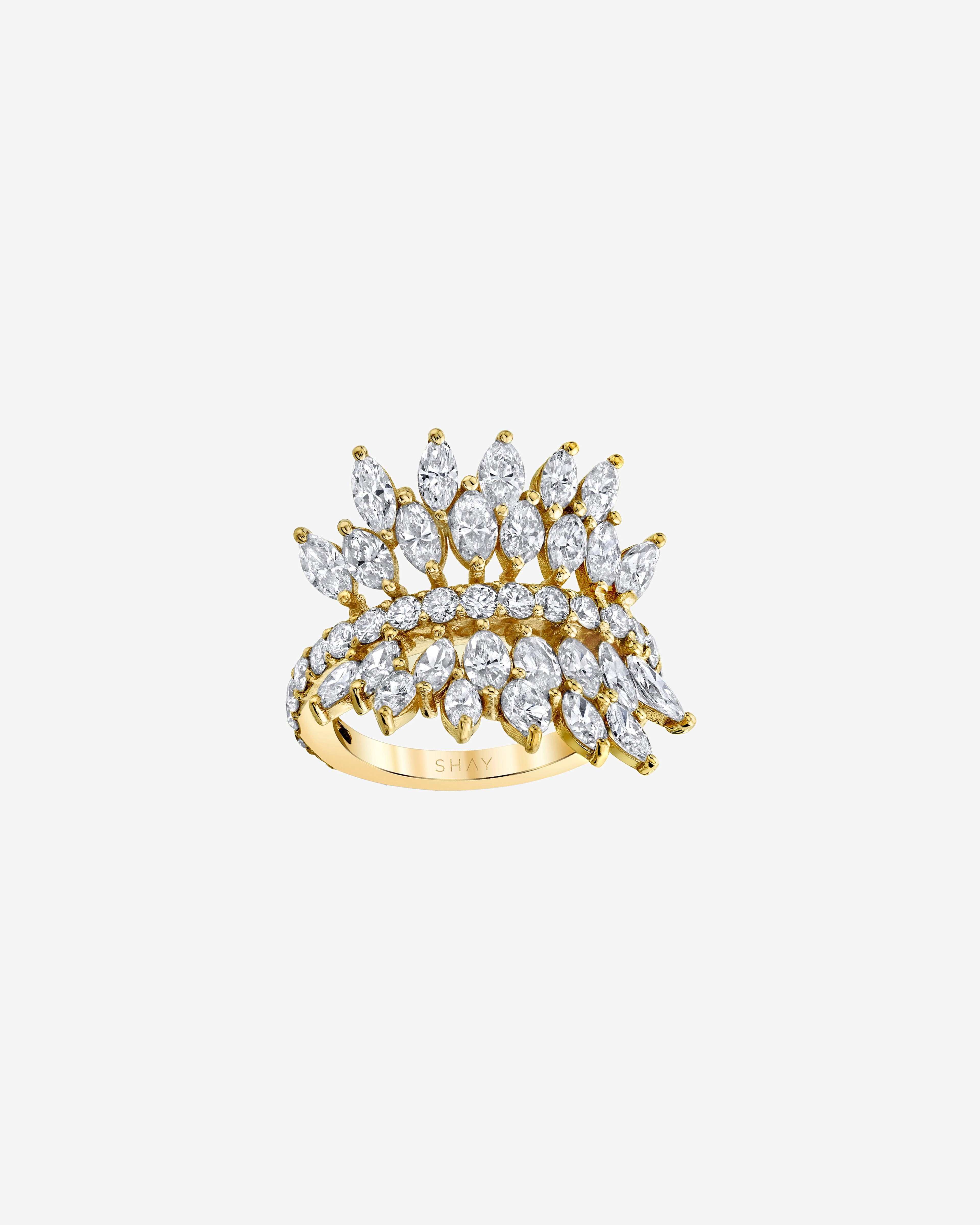 Shay - Women's Small Diamond Marquise Butterfly Ring - (Yellow Gold) by SHAY