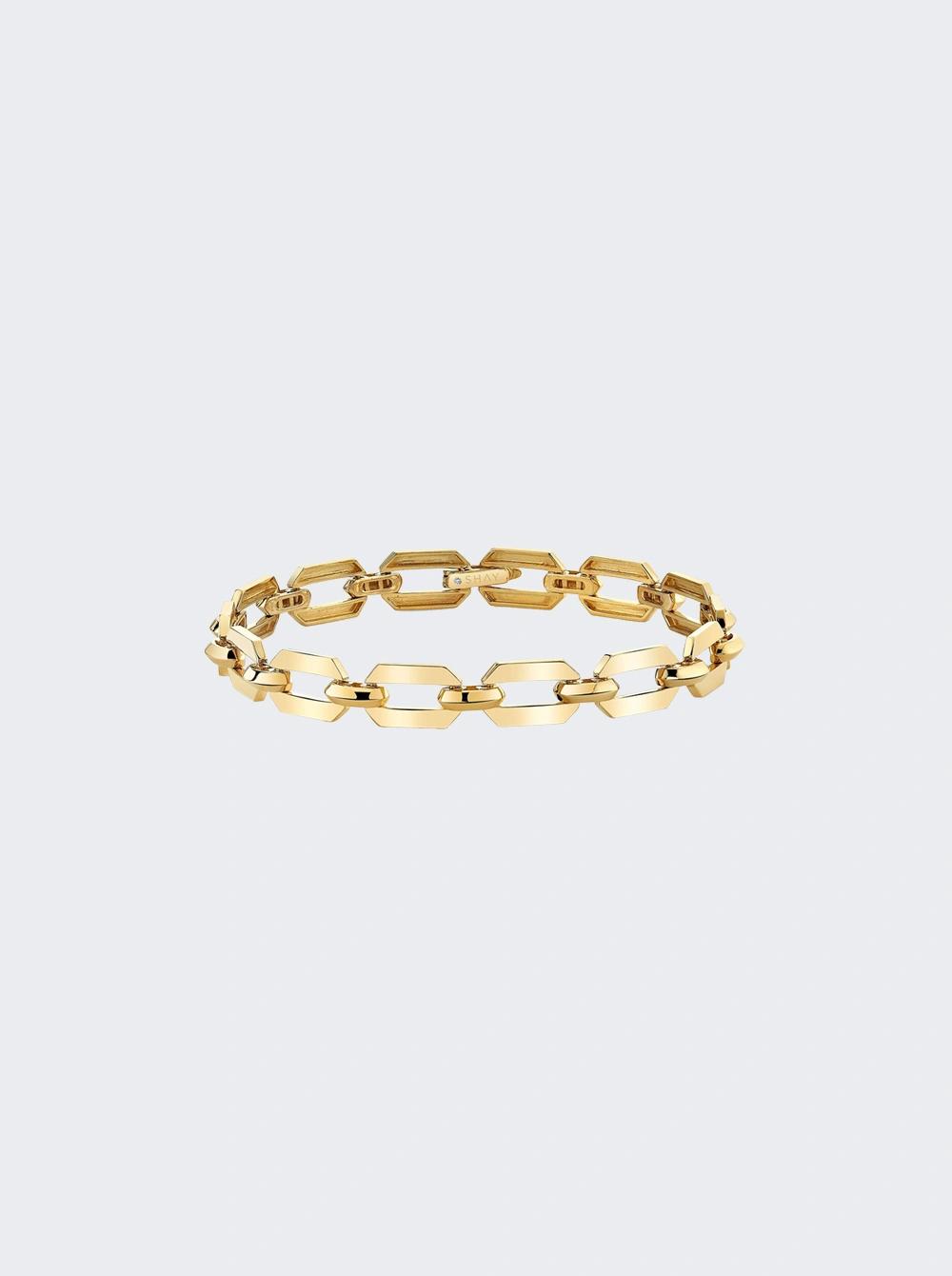 Solid Gold Geo Flat Link Bracelet 18k Yellow Gold  | The Webster by SHAY