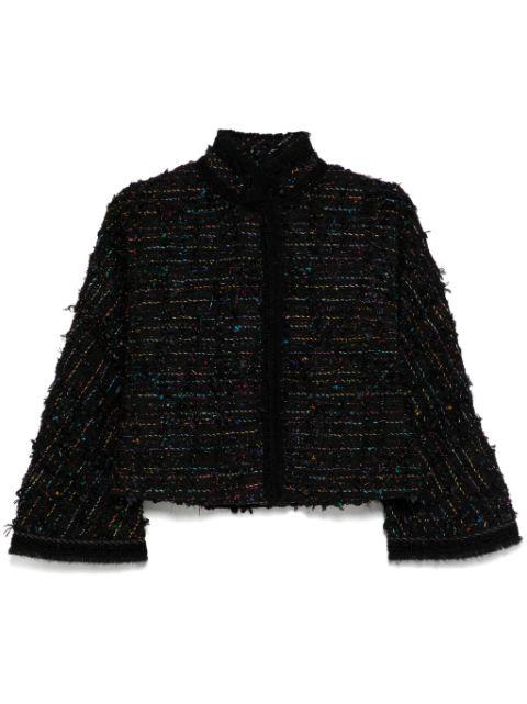 Sense of Ink Collection mandarin collar tweed jacket by SHIATZY CHEN