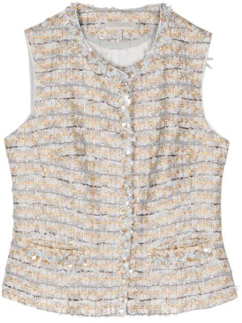 beaded-trim tweed vest by SHIATZY CHEN