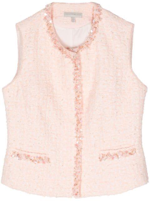 beaded-trim tweed vest by SHIATZY CHEN