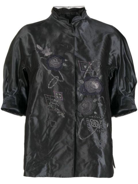 embroidered silk puff-sleeve jacket by SHIATZY CHEN