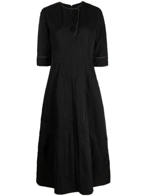 floral-button half-sleeve midi dress by SHIATZY CHEN