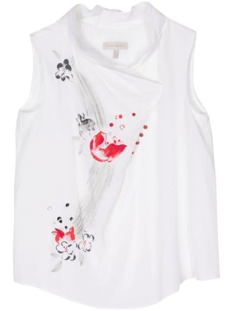 floral-print silk vest by SHIATZY CHEN