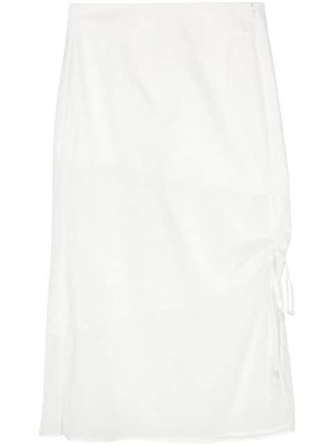 gathered silk midi skirt by SHIATZY CHEN