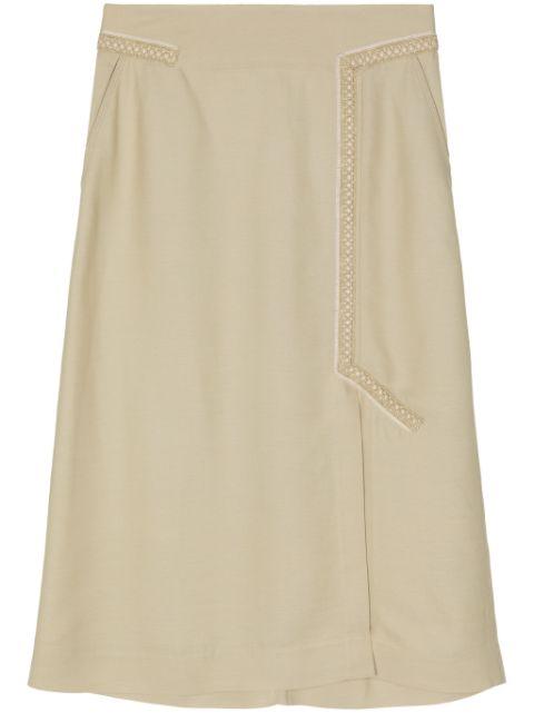 panelled wool midi skirt by SHIATZY CHEN