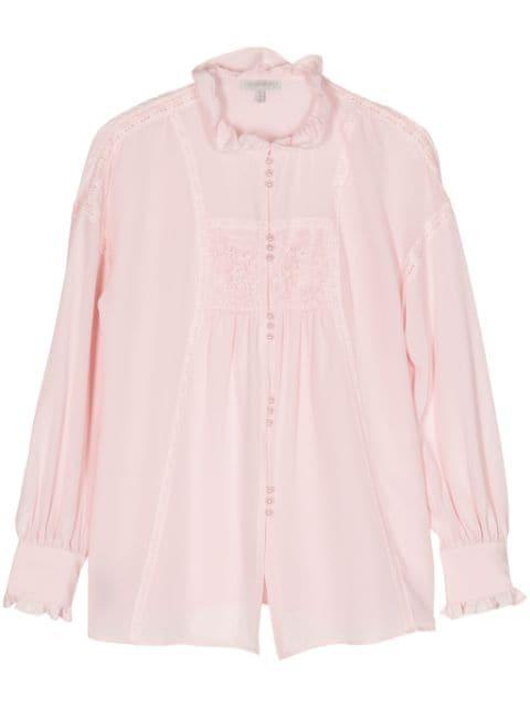 sheer-lace silk blouse by SHIATZY CHEN