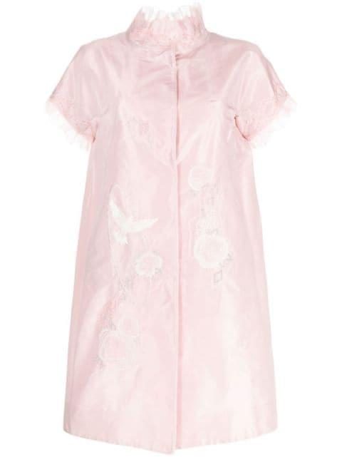 silk embroidered ruffle-trim coat by SHIATZY CHEN