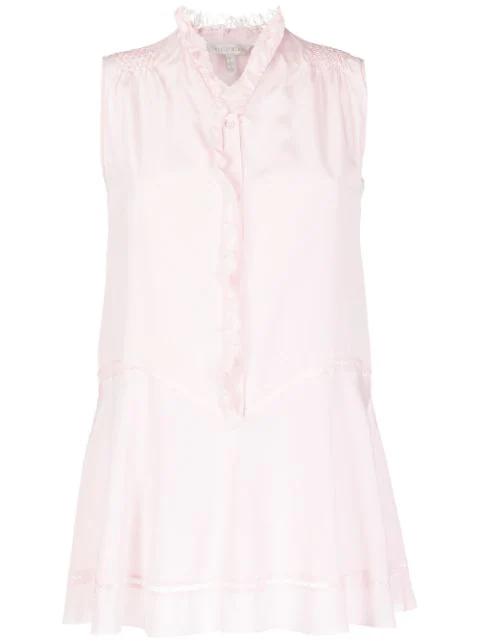 silk ruffle-detail sleeveless blouse by SHIATZY CHEN