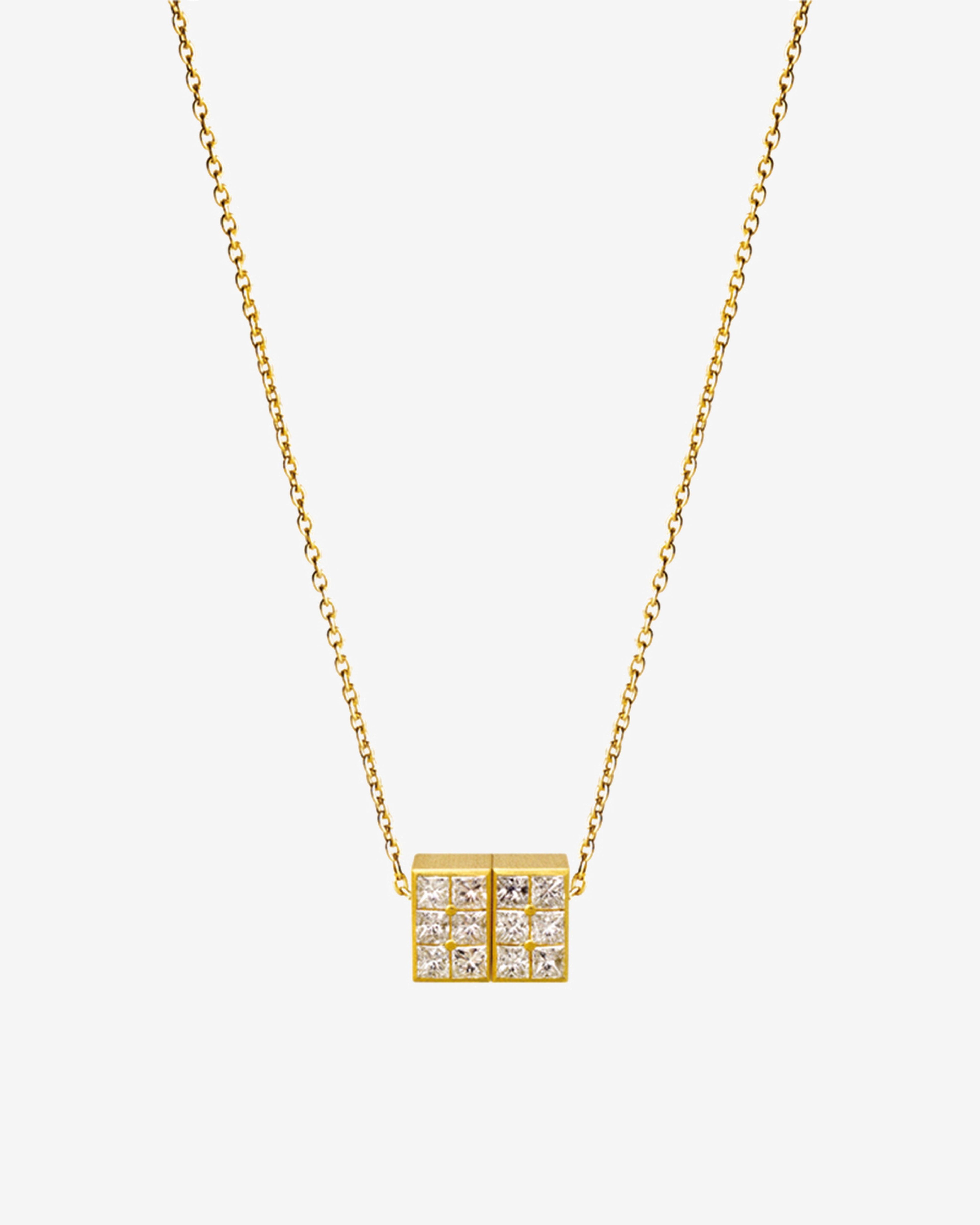 Shihara - Diamond Cube Necklace 01 - (Yellow Gold) by SHIHARA