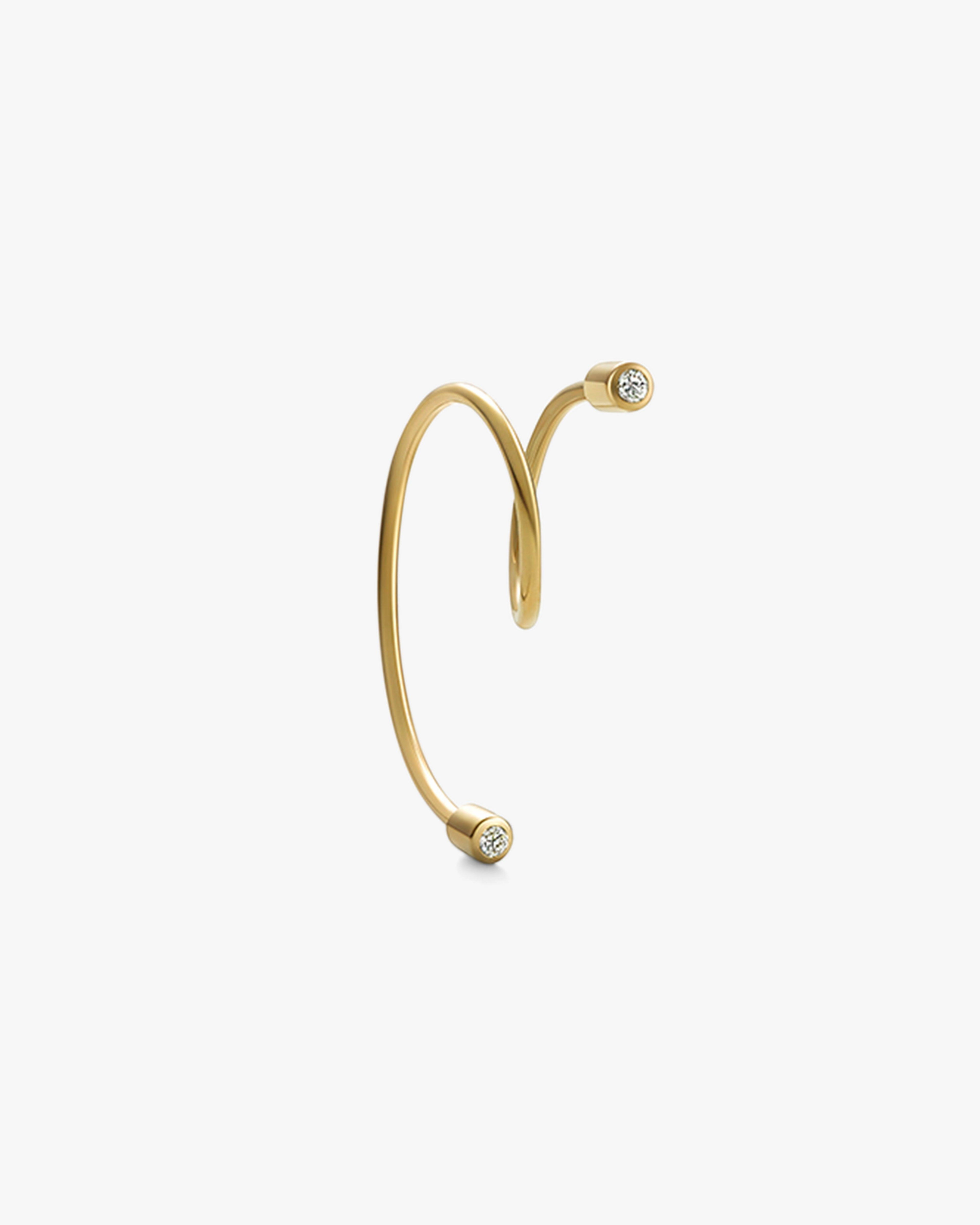 Shihara - Diamond Twist Curl Earring 02 L - (Yellow Gold) by SHIHARA
