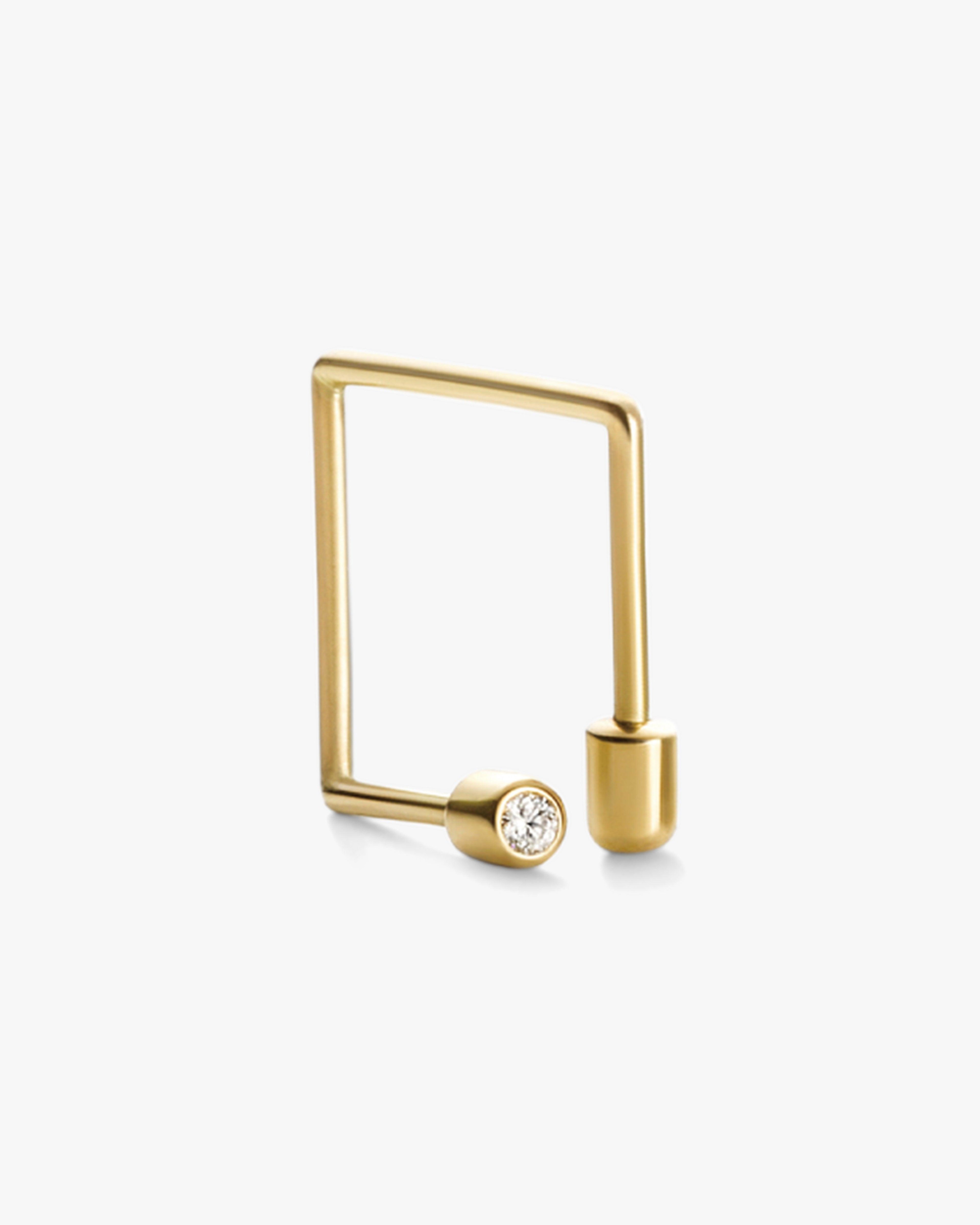 Shihara - Diamond Twist Square Earring 01 - (Yellow Gold) by SHIHARA