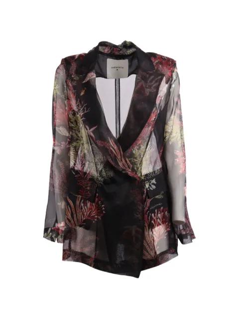 coral-print long-sleeve silk blazer by SHIRTAPORTER