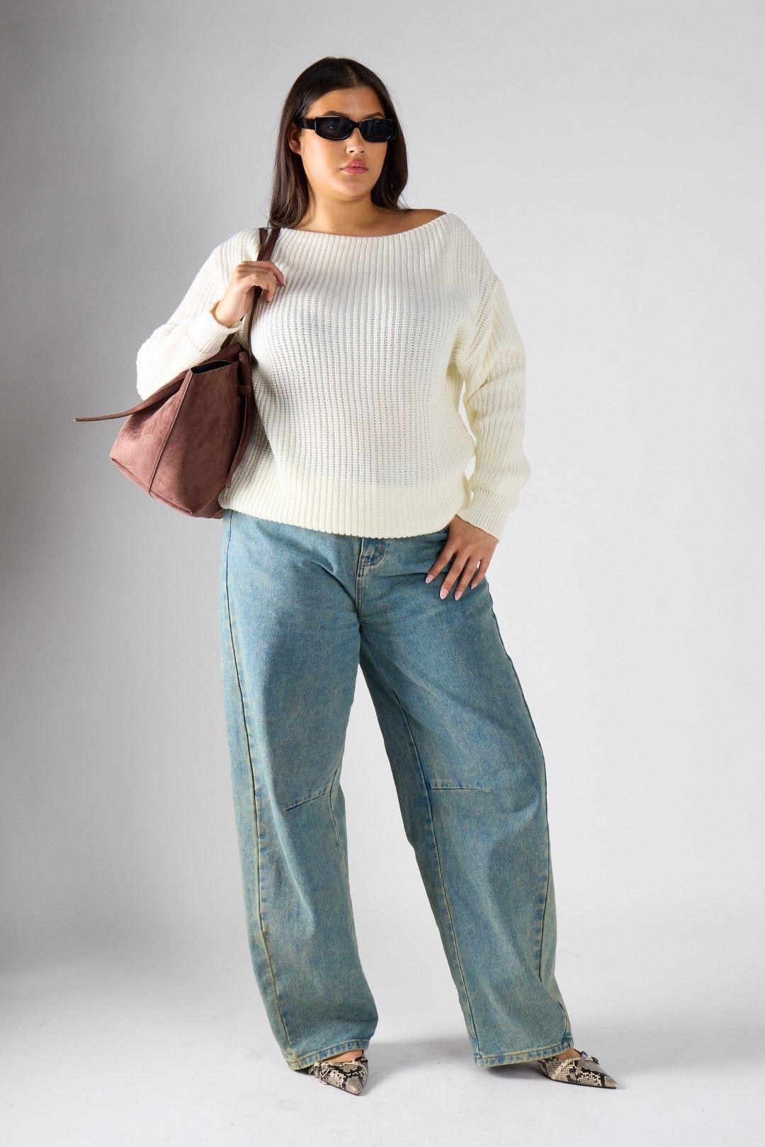 Boat Neck Oversized Jumper by SHNOO
