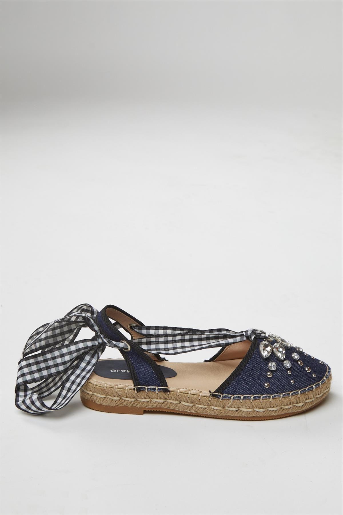 Denim Strappy Sandals by SHNOO