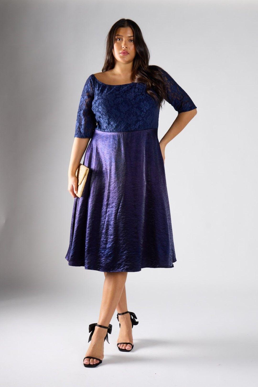 Lace And Shimmer Midi Dress by SHNOO