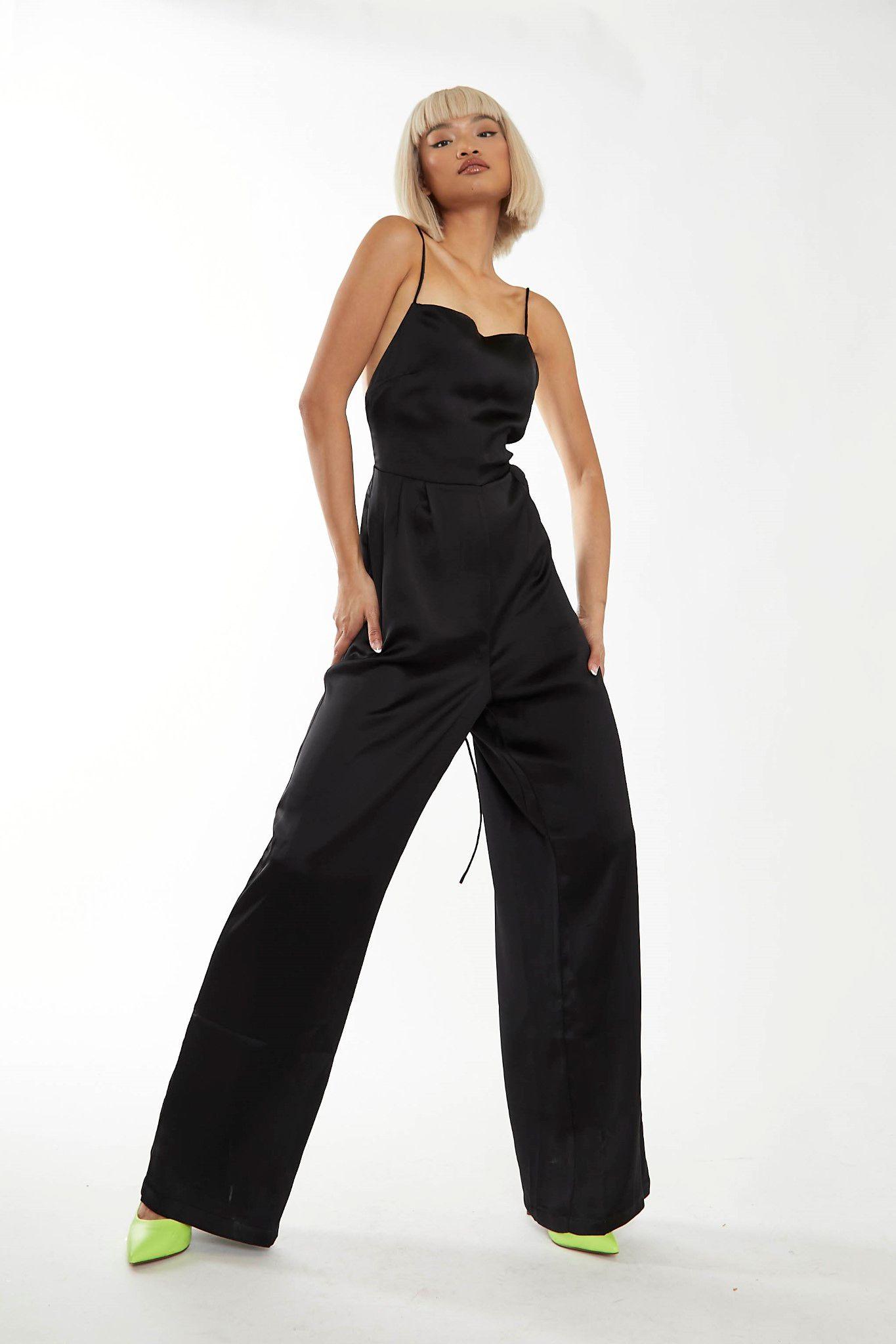 Lace-Up Back Wide Leg Jumpsuit by SHNOO