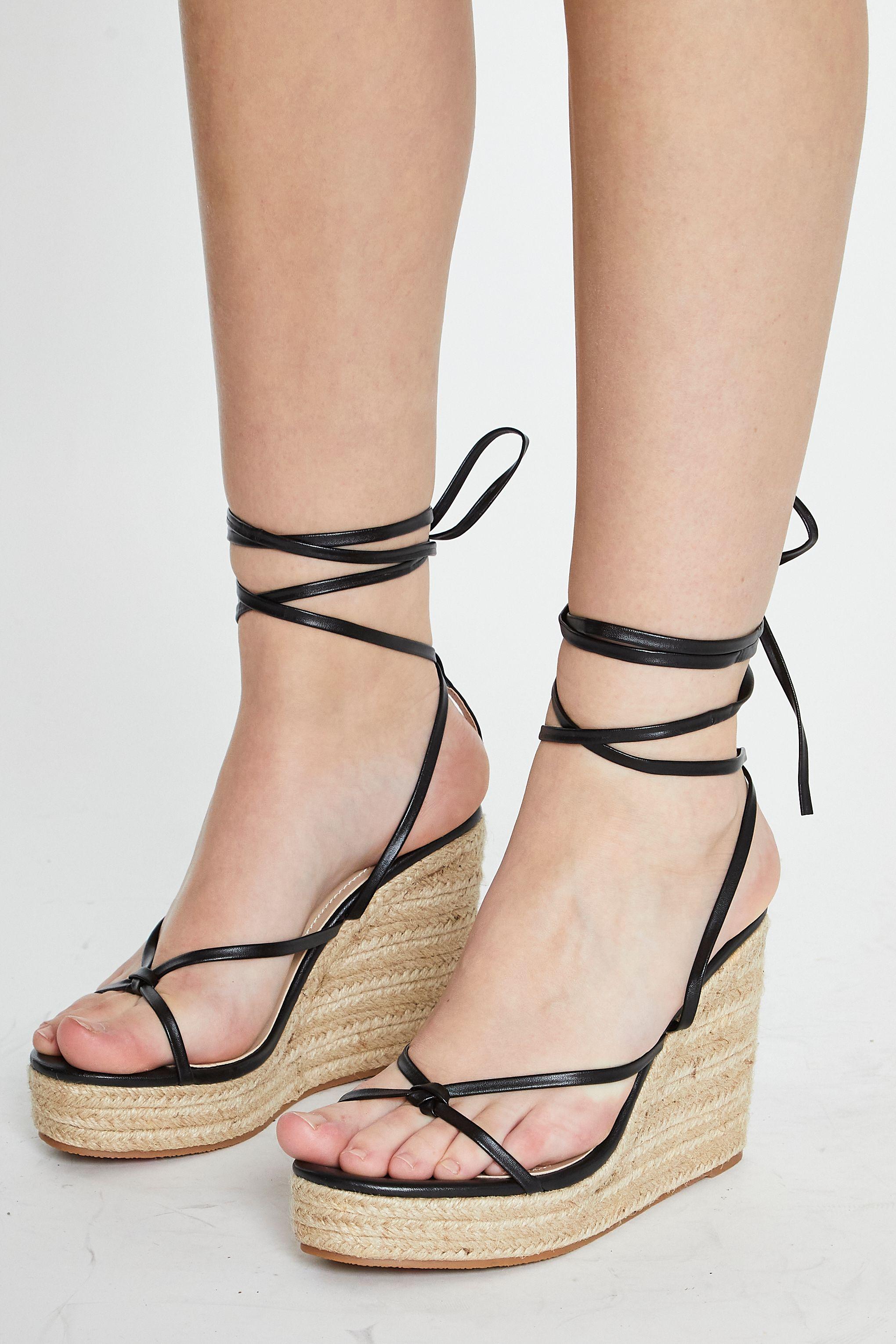 Lace Up Espadrille Wedges by SHNOO