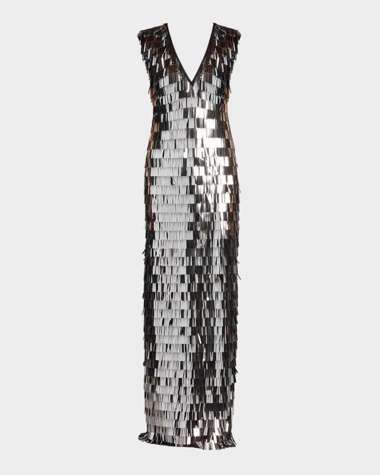 Sleeveless Sequin Fringe Column Gown by SHO BY TADASHI SHOJI