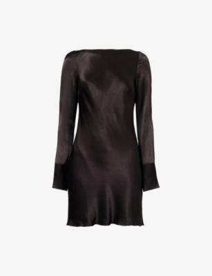 Long-Sleeve Backless Satin Mini Dress by SHONA JOY Long-Sleeve Backless Satin Mini Dress by SHONA JOY