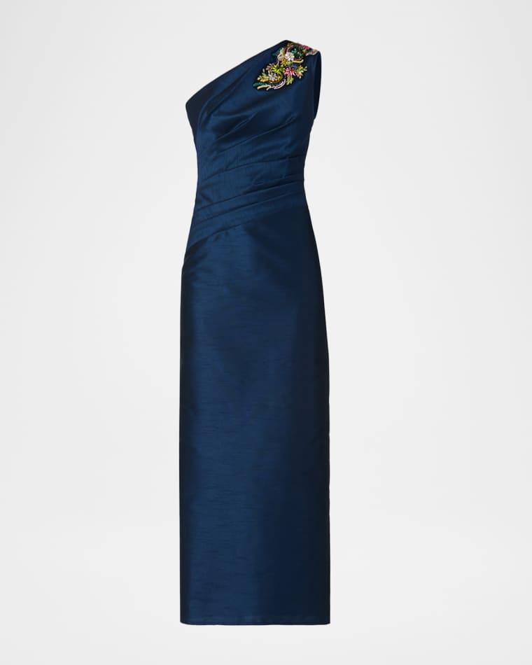 Como Sleeveless Beaded One-Shoulder Midi Dress by SHOSHANNA
