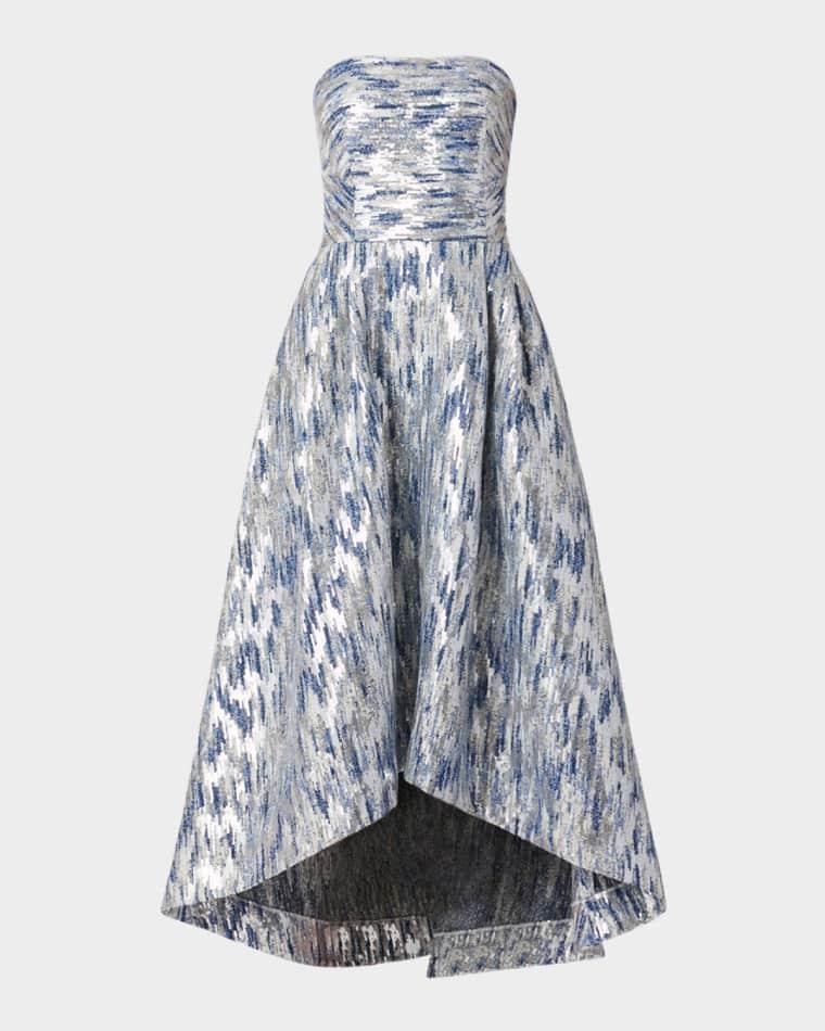 Dia Strapless Sequin Jacquard High-Low Gown by SHOSHANNA
