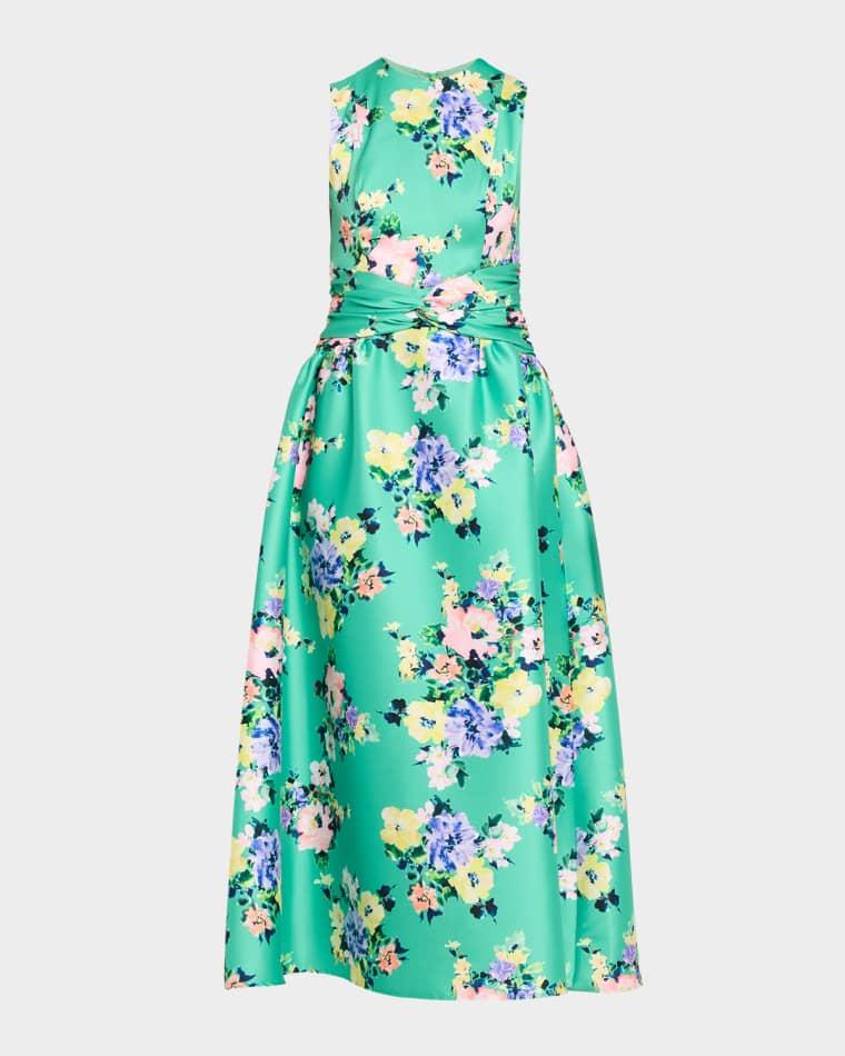 Estrella Floral-Print Mikado Midi Dress by SHOSHANNA