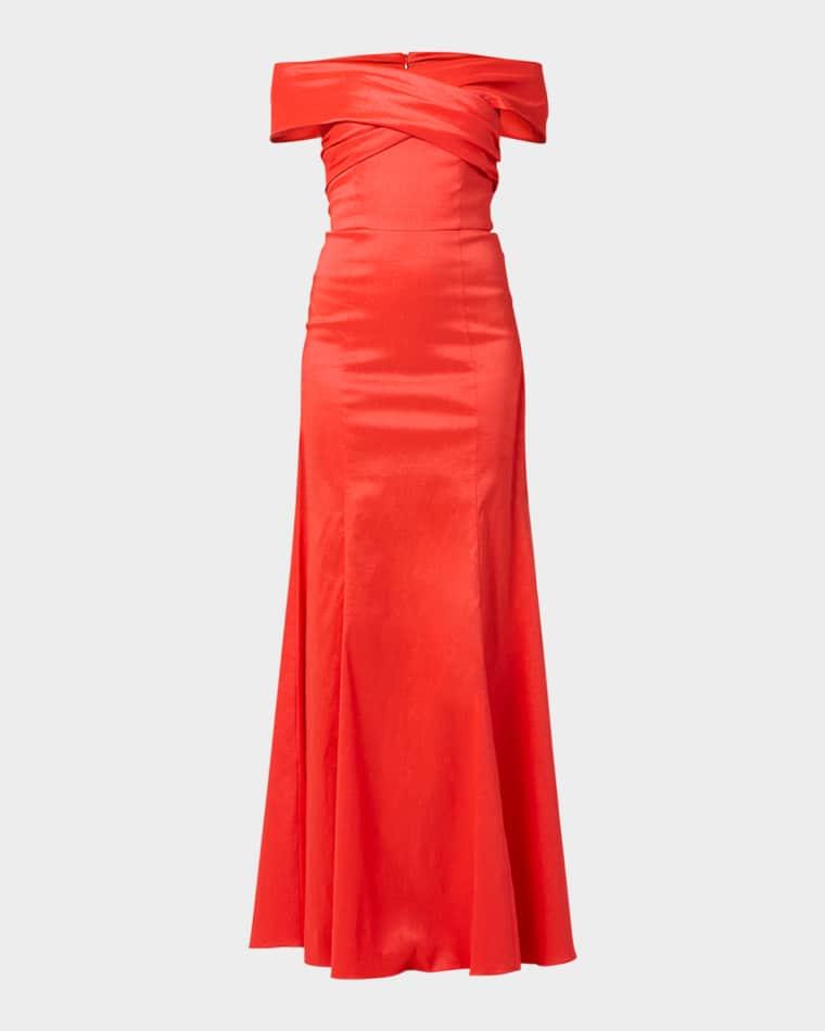 Etta Pleated Off-Shoulder Gown by SHOSHANNA