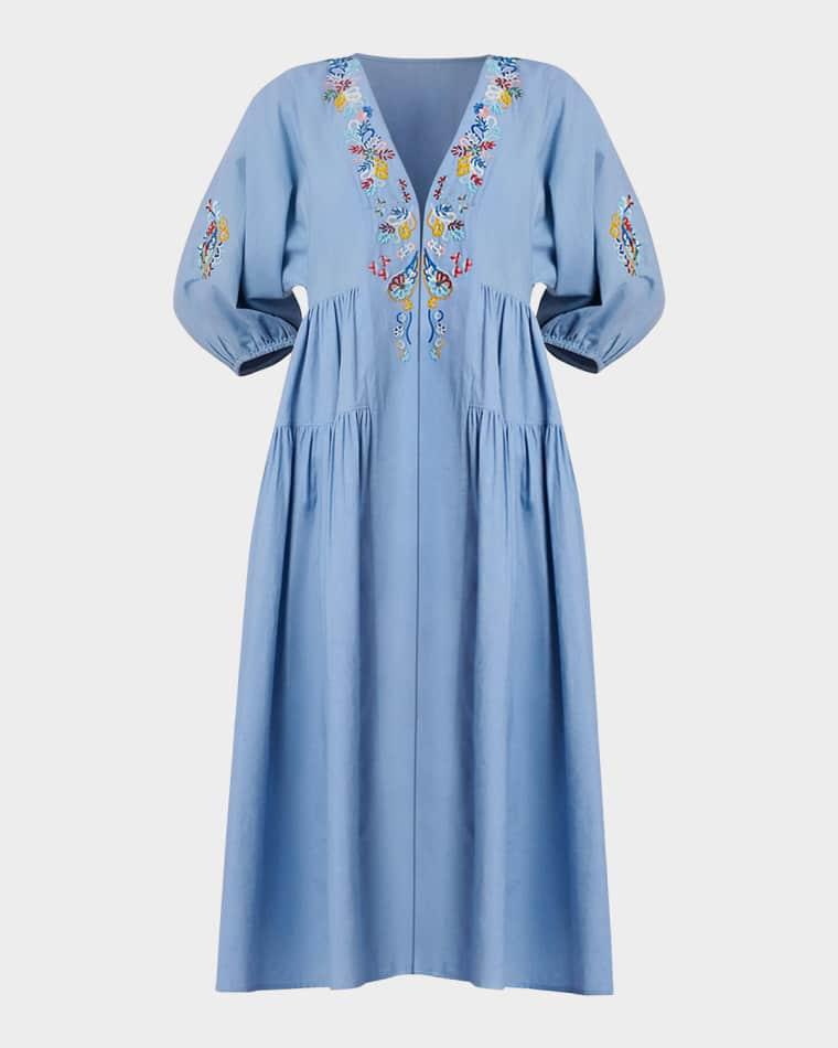 Evora Embroidered Midi Dress by SHOSHANNA