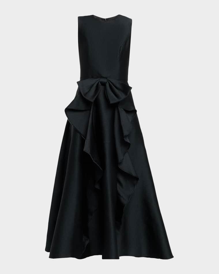 Leo Bow-Front Pebble Mikado Maxi Dress by SHOSHANNA Leo Bow-Front Pebble Mikado Maxi Dress by SHOSHANNA