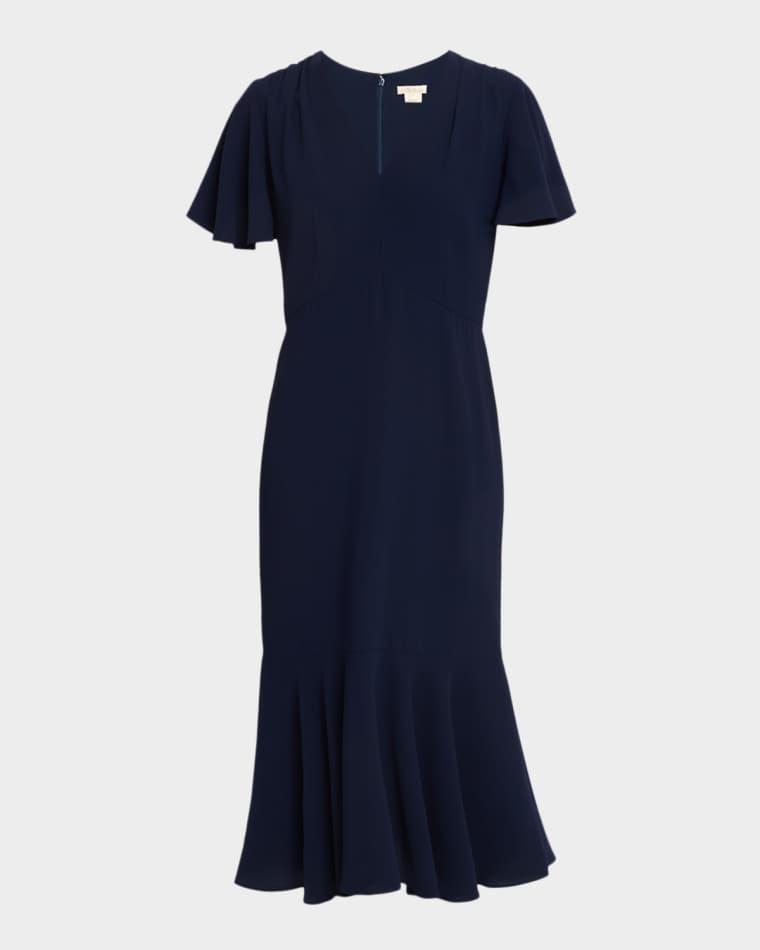 Lorrie Flounce Crepe Midi Dress by SHOSHANNA