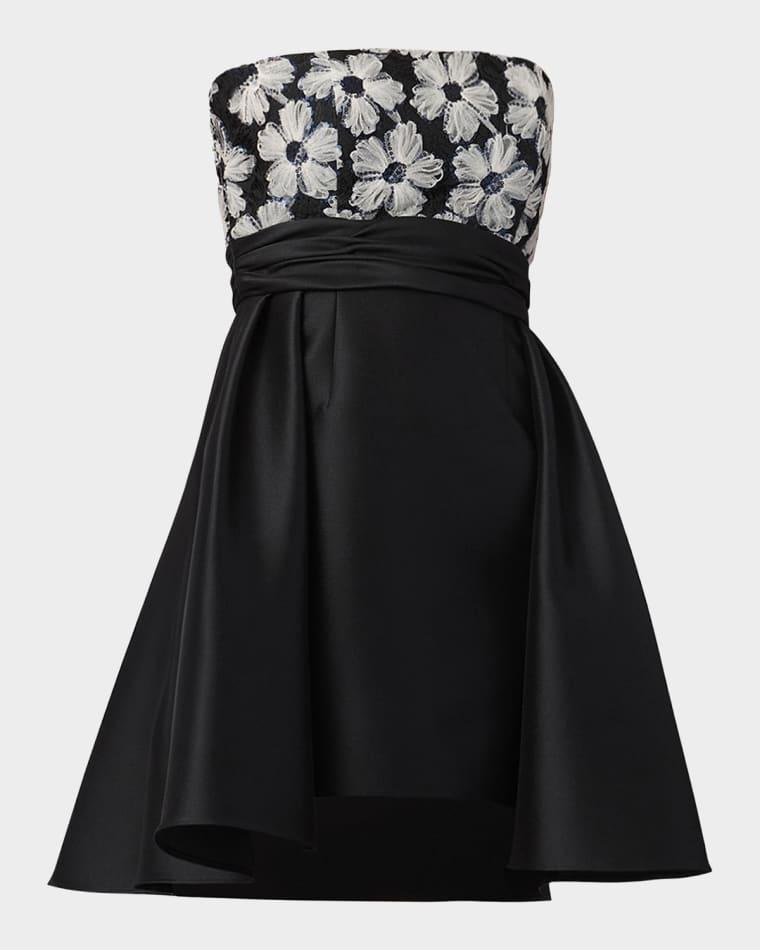 Mandy Strapless High-Low Taffeta Mini Dress by SHOSHANNA