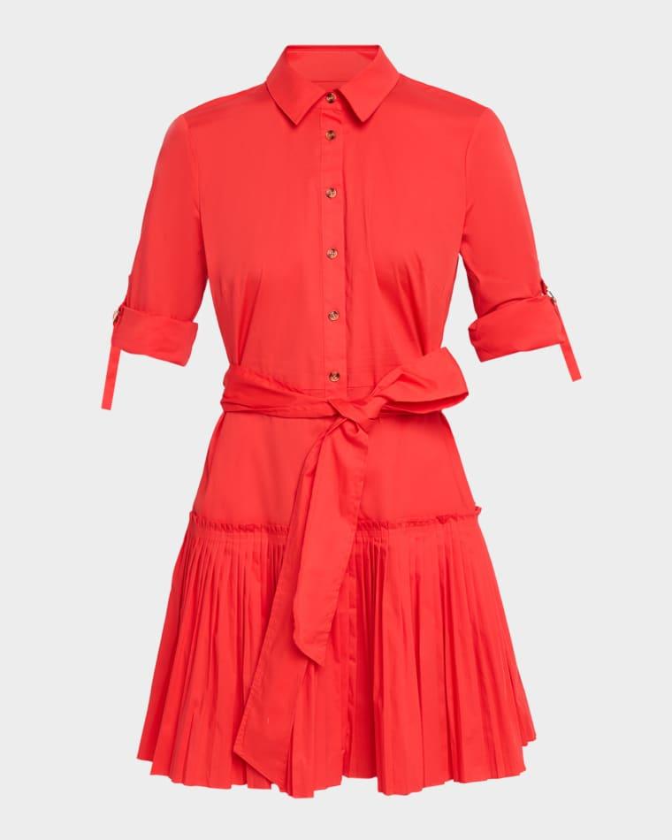 McLean Pleated Stretch Cotton Mini Shirtdress by SHOSHANNA