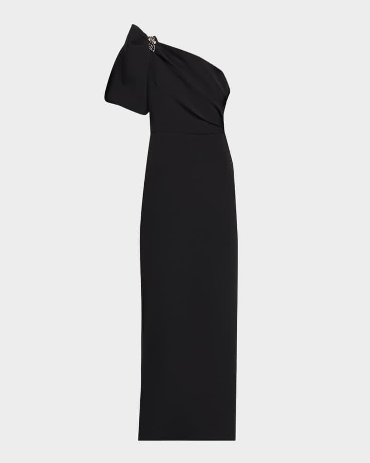 Perla One-Shoulder Stretch Crepe Gown by SHOSHANNA