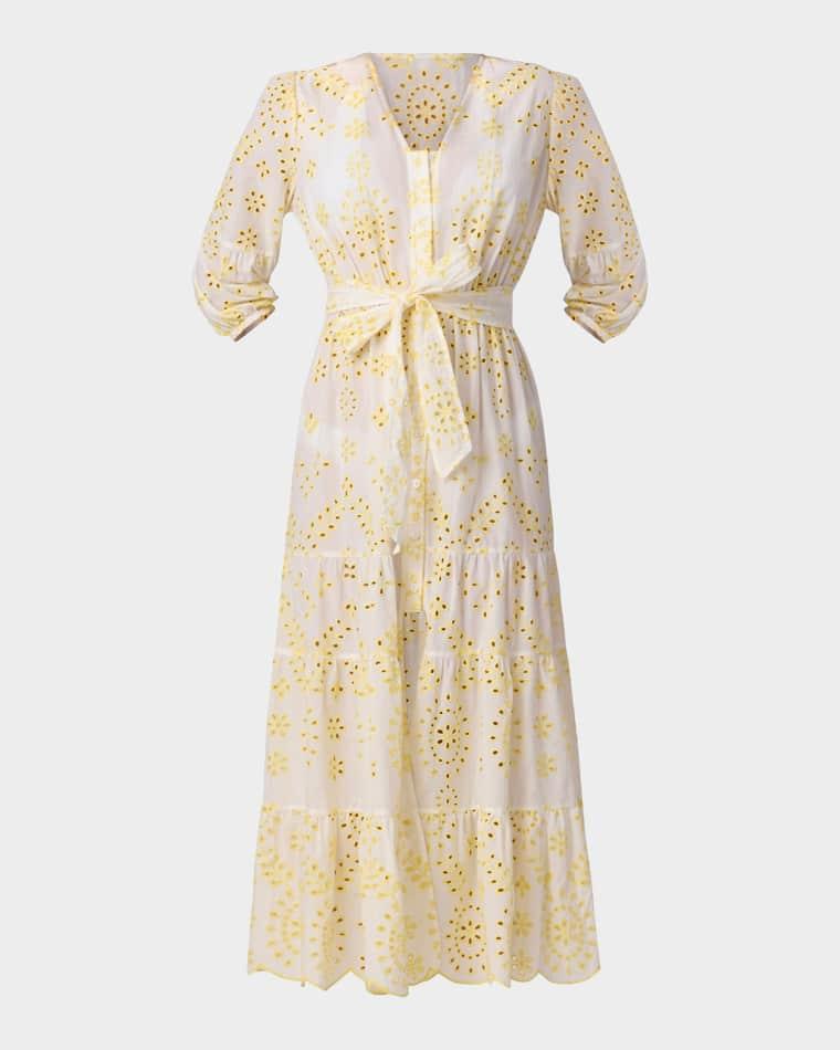 Santorini Cotton Broderie Anglaise Midi Dress by SHOSHANNA
